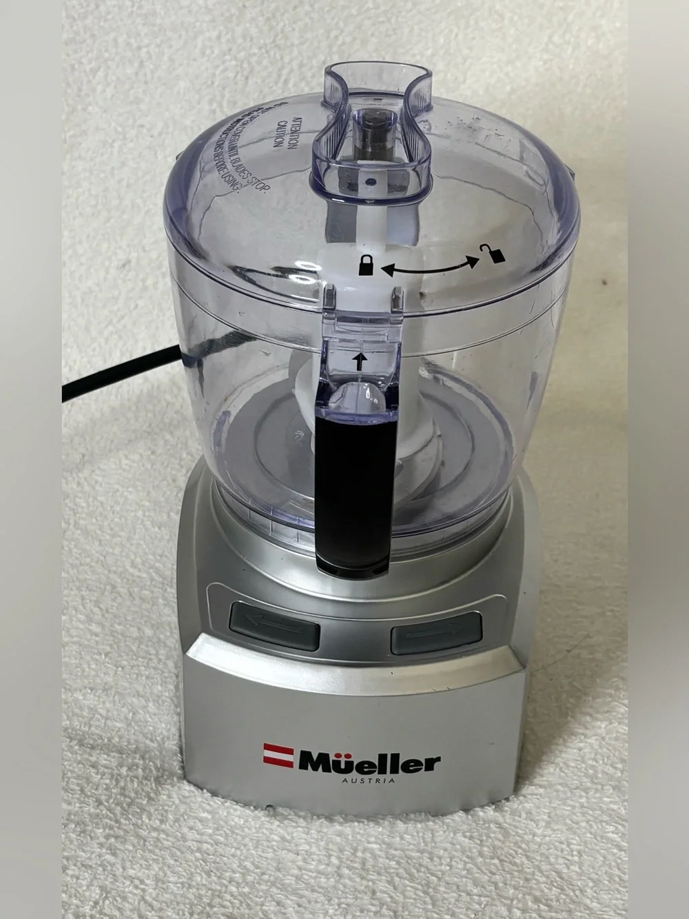 Mueller Compact Food Processor in Silver with Clear Bowl